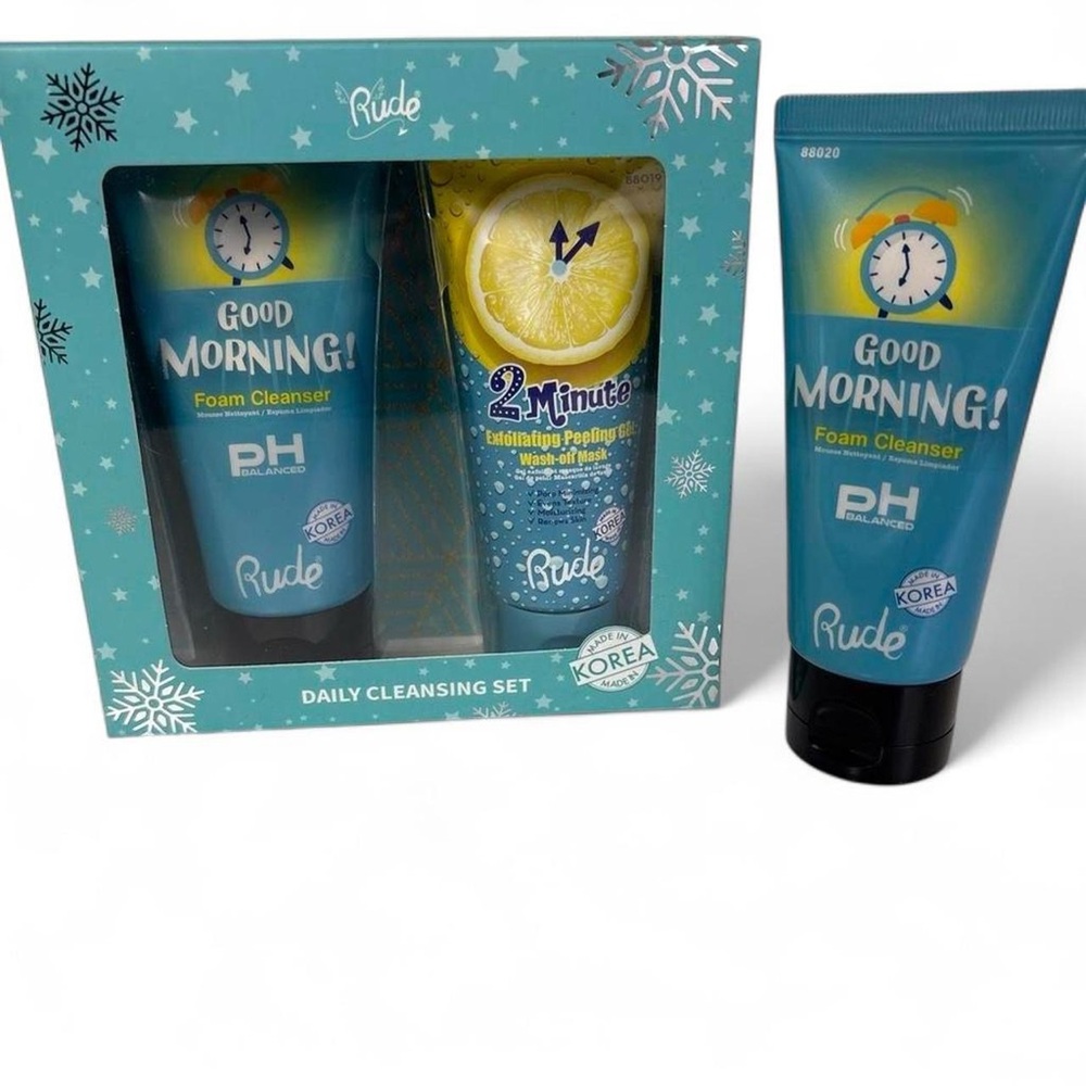 RUDE Good Morning Daily Cleansing Set with Blue Packaging